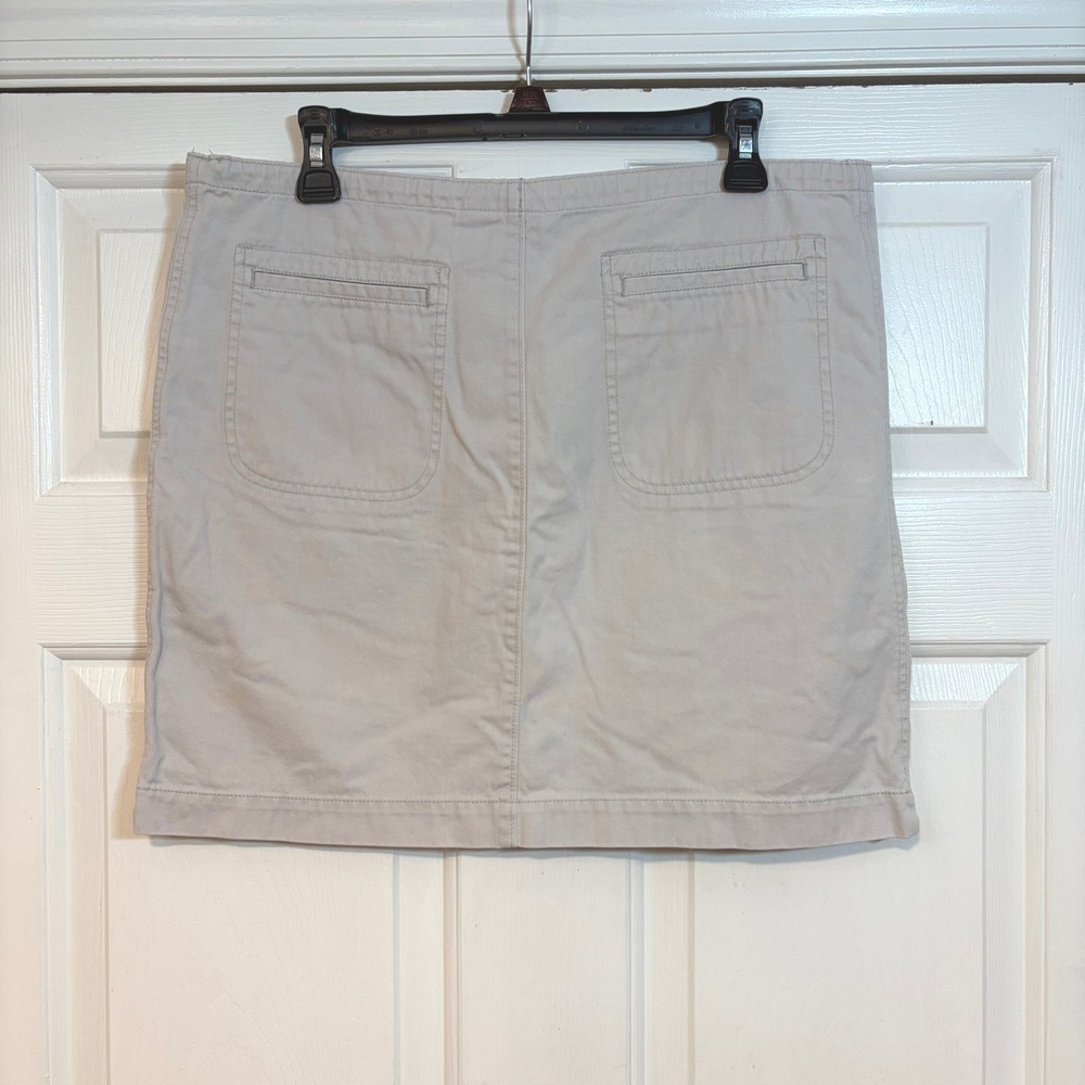 Gap Y2K Beige Khaki Cotton Twill Short Skirt M Button Fly Pockets Drawstring - Picture 3 of 6